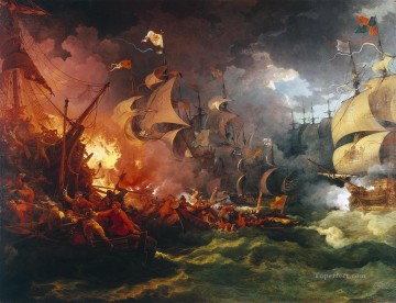 Buque de guerra Painting - Batallas navales de la Armada Española de Loutherbourg